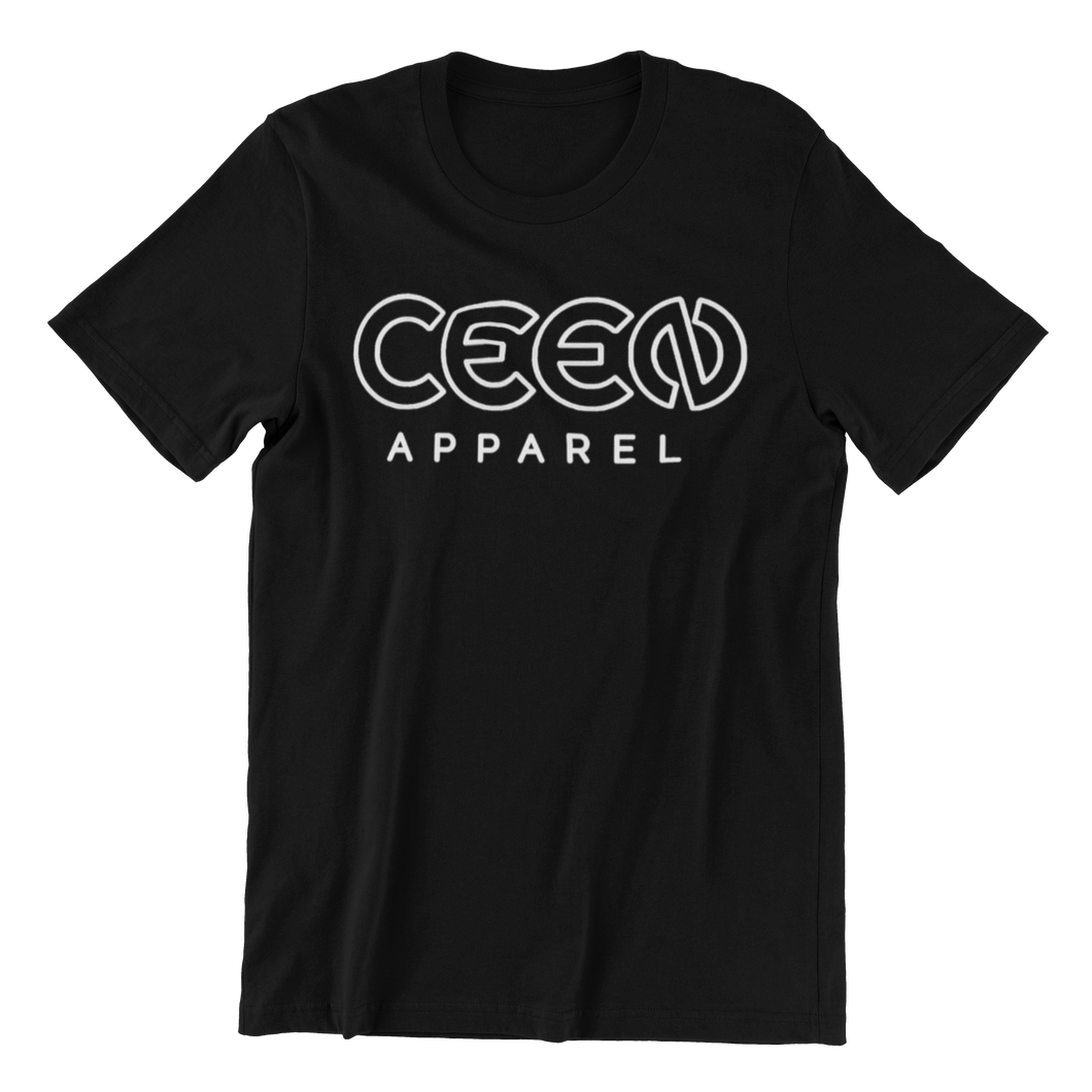 CEEN Apparel Outline White Logo Black Tee